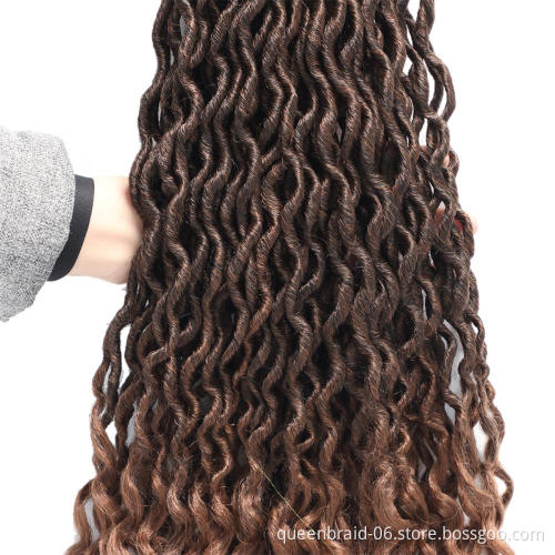 Wavy Goddess Locs Curly Crochet Braids Synthetic Crochet Braids Ombre Braiding Hair Faux Locks 16 inch